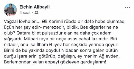 Elçin Əlibəyli Əli Kərimlini tənqid etdiyinə görə döyüldü - FOTO