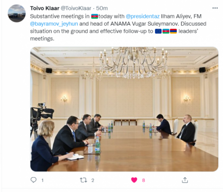 Toivo Klaar: Azərbaycanda məzmunlu görüşlər keçirdik