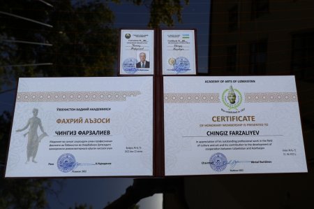 Çingiz Fərzəliyev Özbəkistan Rəssamlıq Akademiyasının “Fəxri Akademiki” adına layiq görülüb