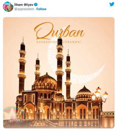 Prezident İlham Əliyev Qurban bayramı ilə bağlı paylaşım edib